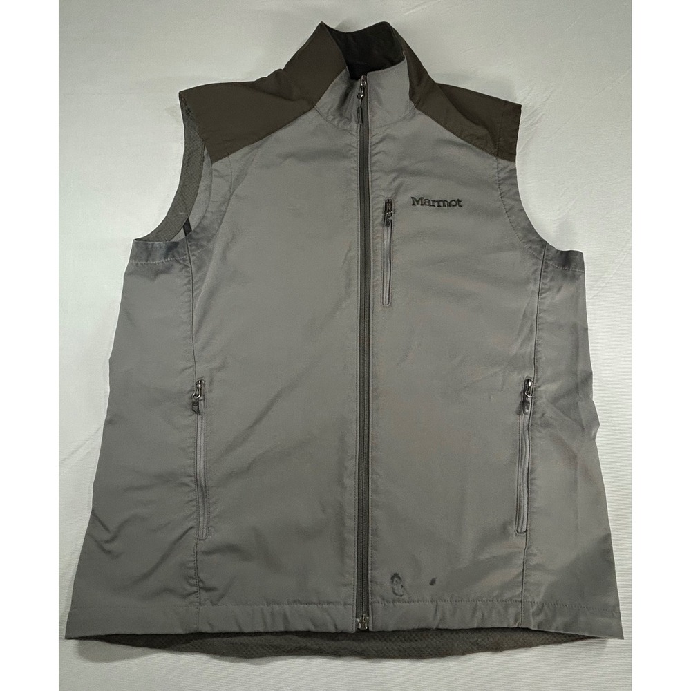 Marmot Mens Softshell Fleece Lined Full Zip Vest Gray Large - See pics for cdtn